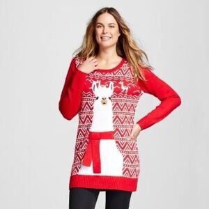 United States Sweaters long llama Christmas sweater